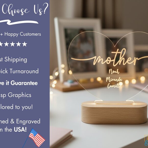 Mother’s Day Personalized Night Light | Custom Gift for Mom, Nana & Grandma - Picture 4 of 8